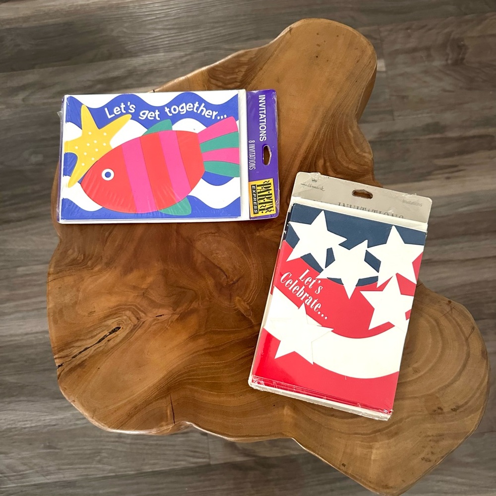 Vintage Hallmark Party Invitations Fourth of July Summer Ocean‎ Sealed Set of 16